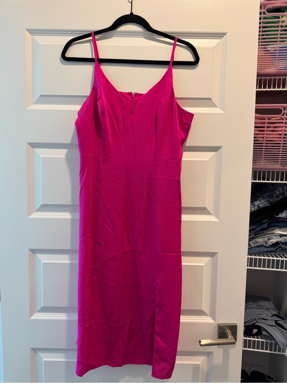 Express Hot Pink Slip Midi Dress with Slit